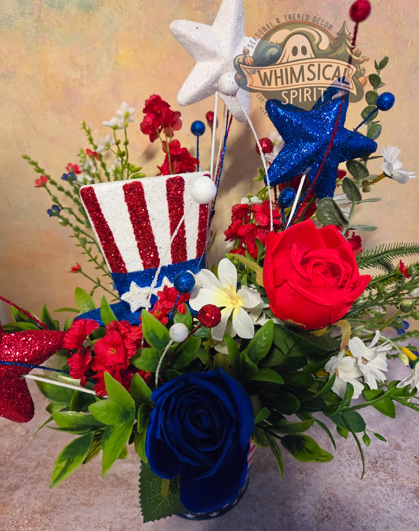 Star-Spangled Spark Garden - 4th of July Patriotic Tabletop Centerpiece