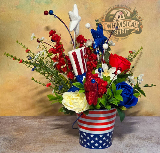 Star-Spangled Spark Garden - 4th of July Patriotic Tabletop Centerpiece