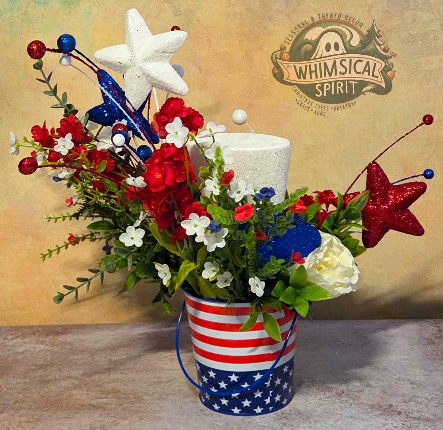 Star-Spangled Spark Garden - 4th of July Patriotic Tabletop Centerpiece