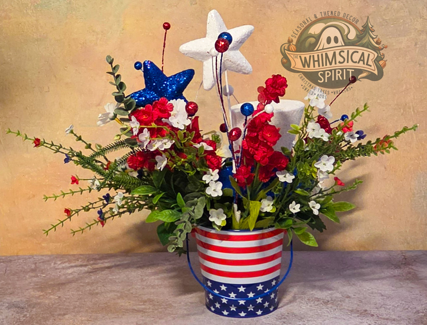 Star-Spangled Spark Garden - 4th of July Patriotic Tabletop Centerpiece