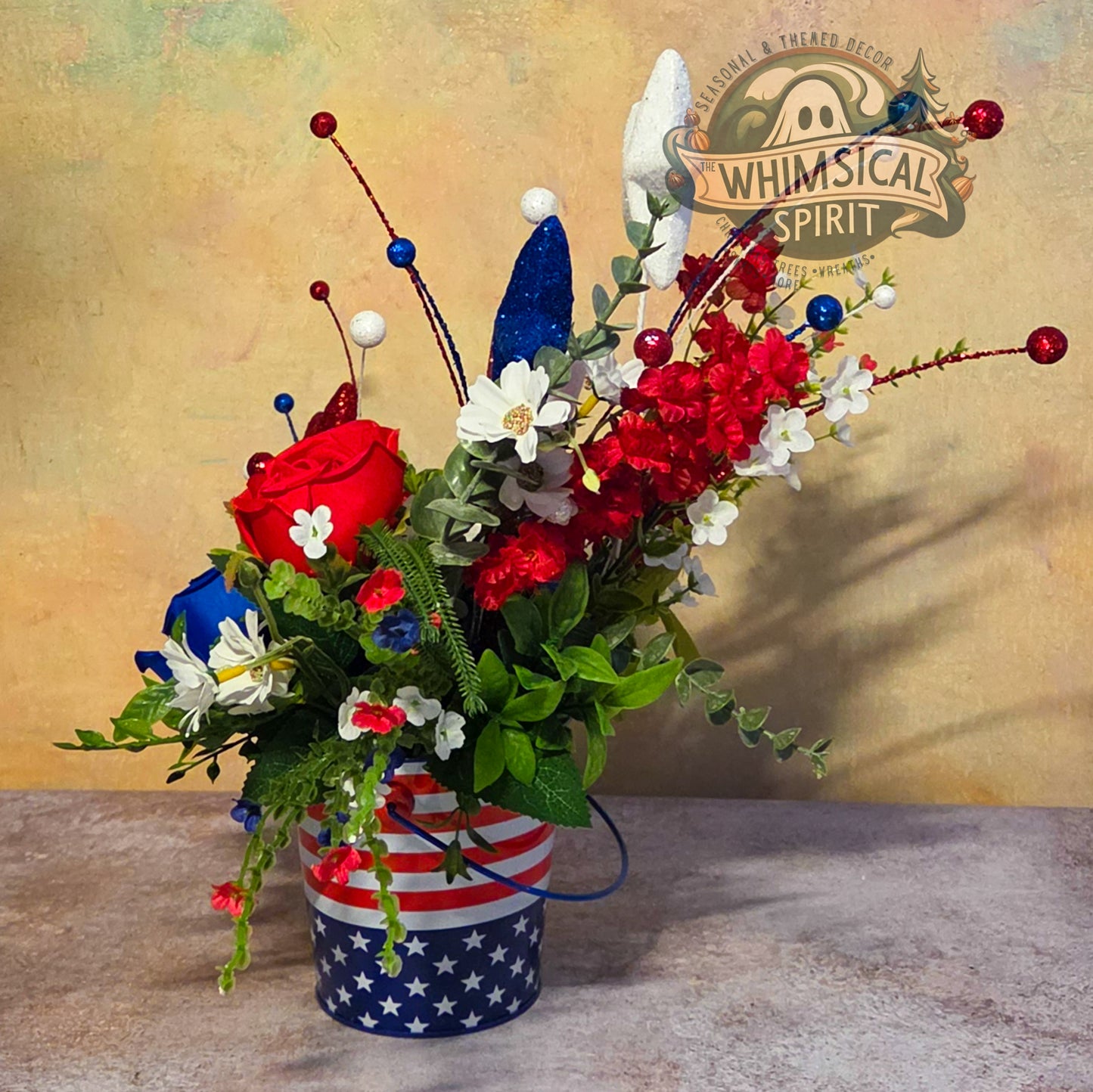Star-Spangled Spark Garden - 4th of July Patriotic Tabletop Centerpiece