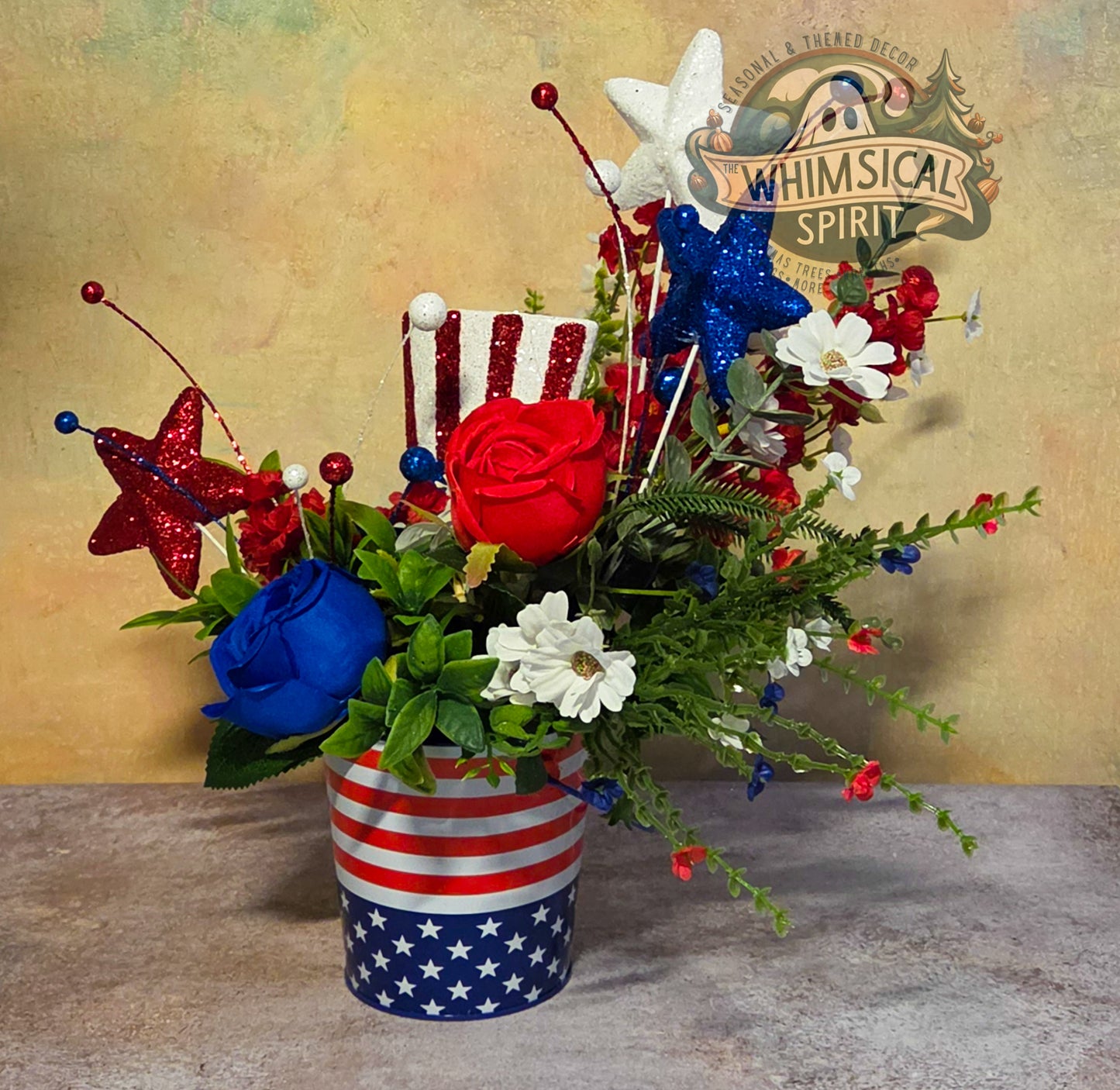 Star-Spangled Spark Garden - 4th of July Patriotic Tabletop Centerpiece