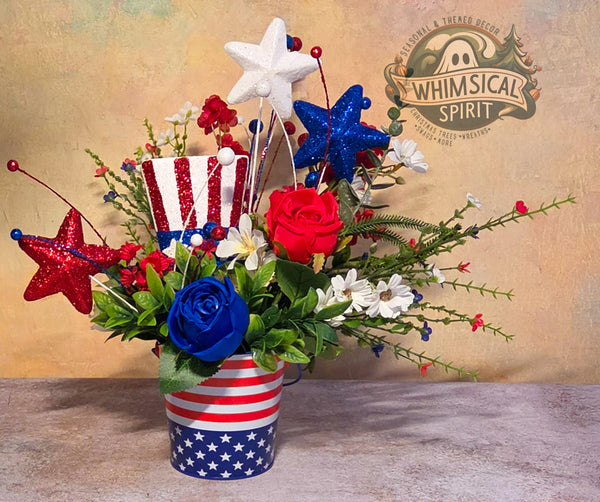 Star-Spangled Spark Garden - 4th of July Patriotic Tabletop Centerpiece