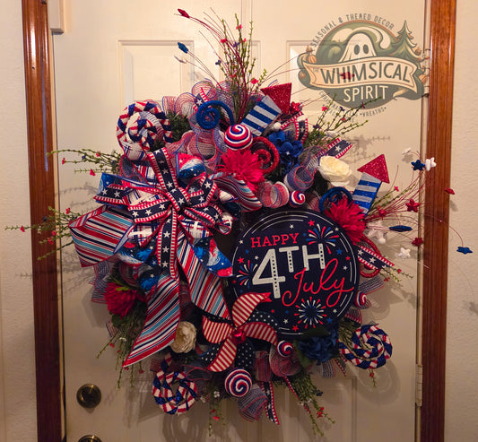 Star-Spangled Spectacle - America 250 4th of July Firework Patriotic Wreath