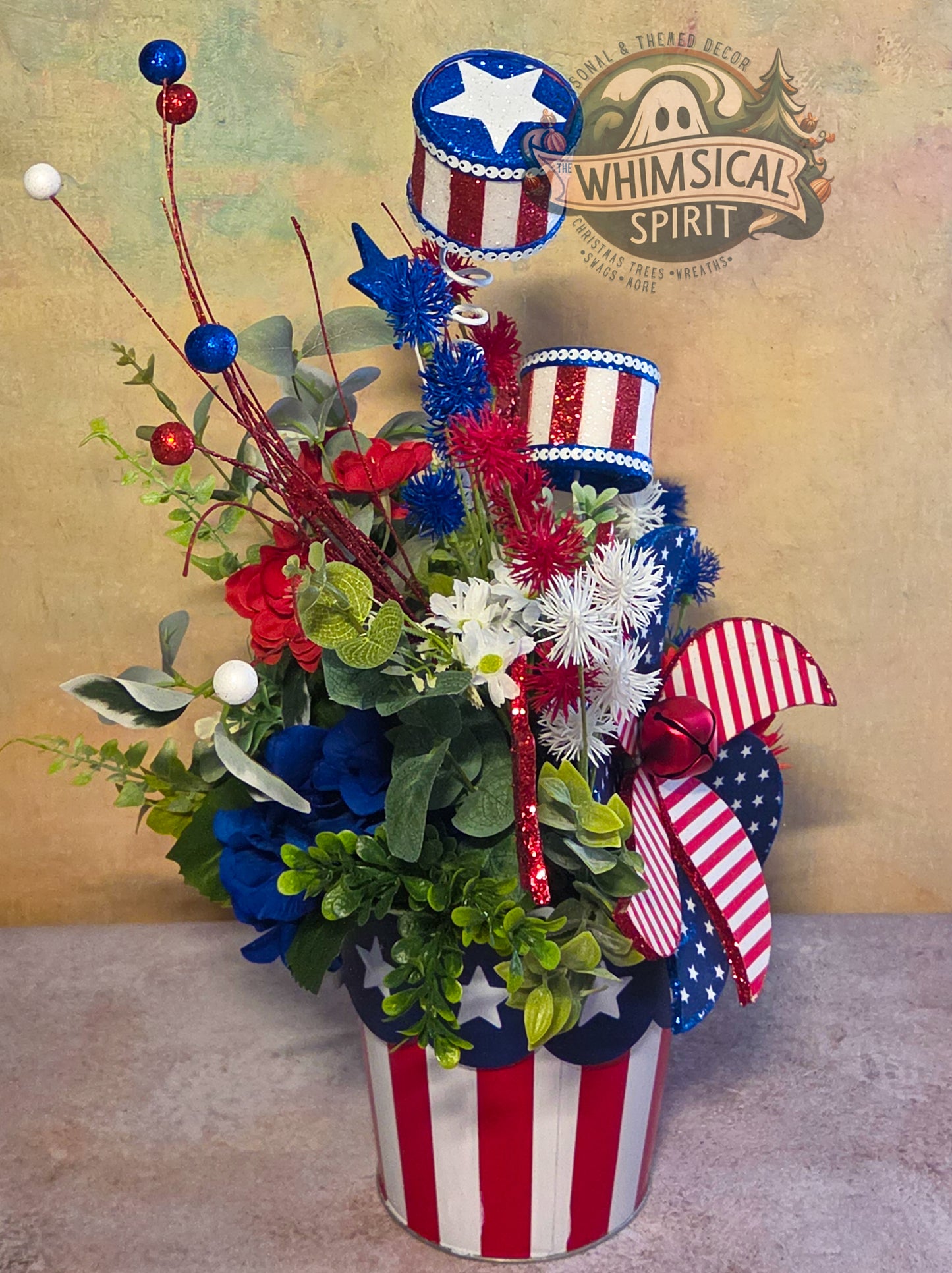 Red, White & Whirl Garden - 4th of July America 250 Patriotic Centerpiece
