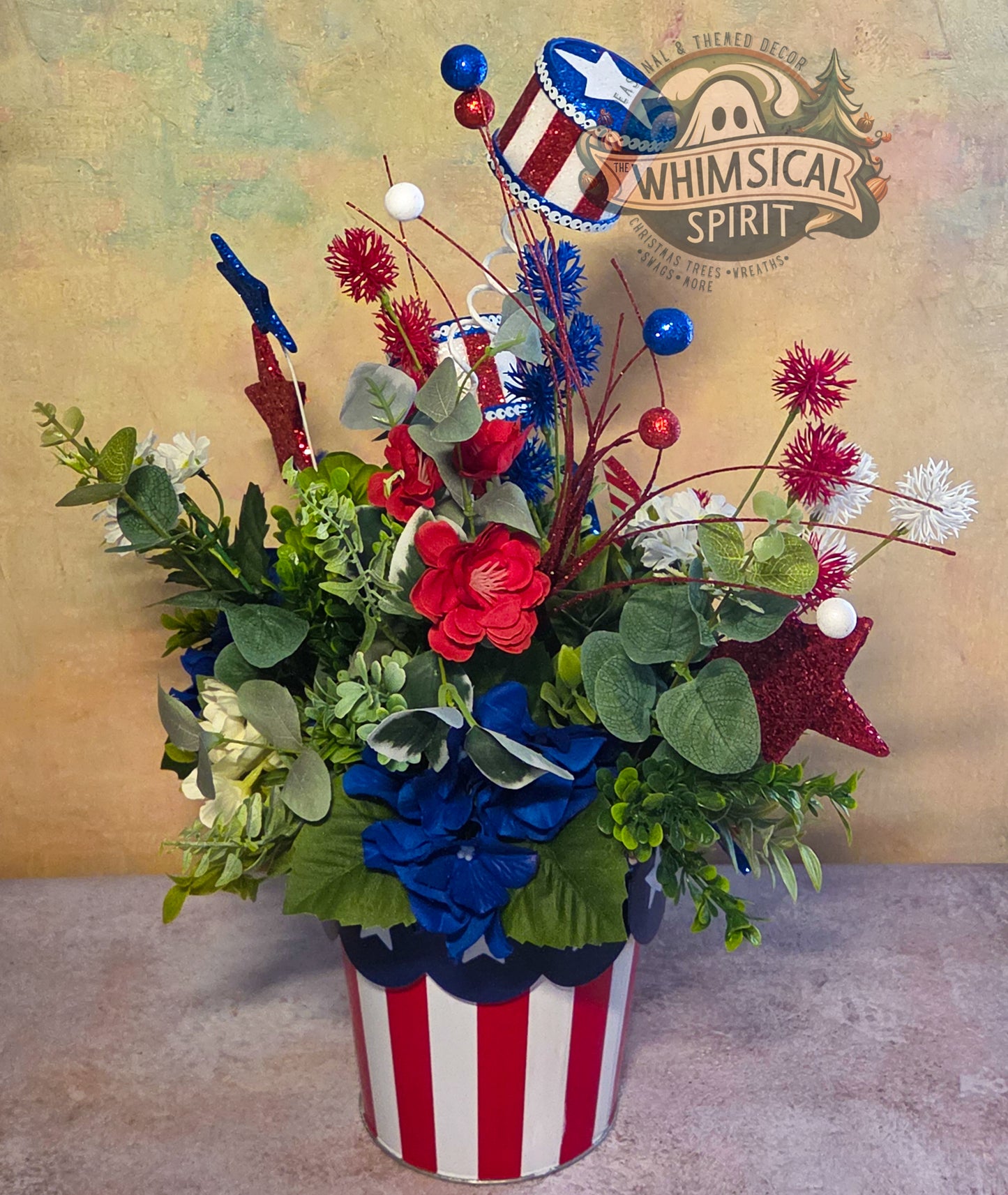 Red, White & Whirl Garden - 4th of July America 250 Patriotic Centerpiece
