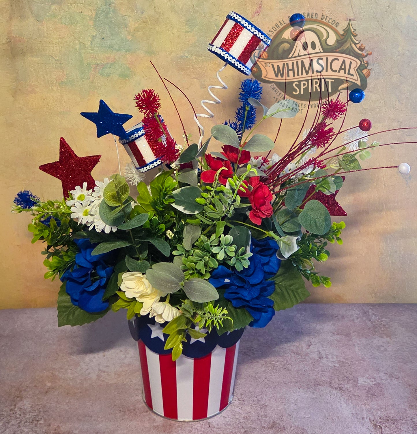 Red, White & Whirl Garden - 4th of July America 250 Patriotic Centerpiece