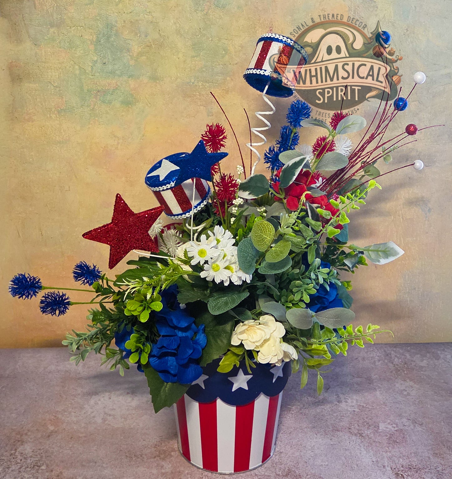 Red, White & Whirl Garden - 4th of July America 250 Patriotic Centerpiece