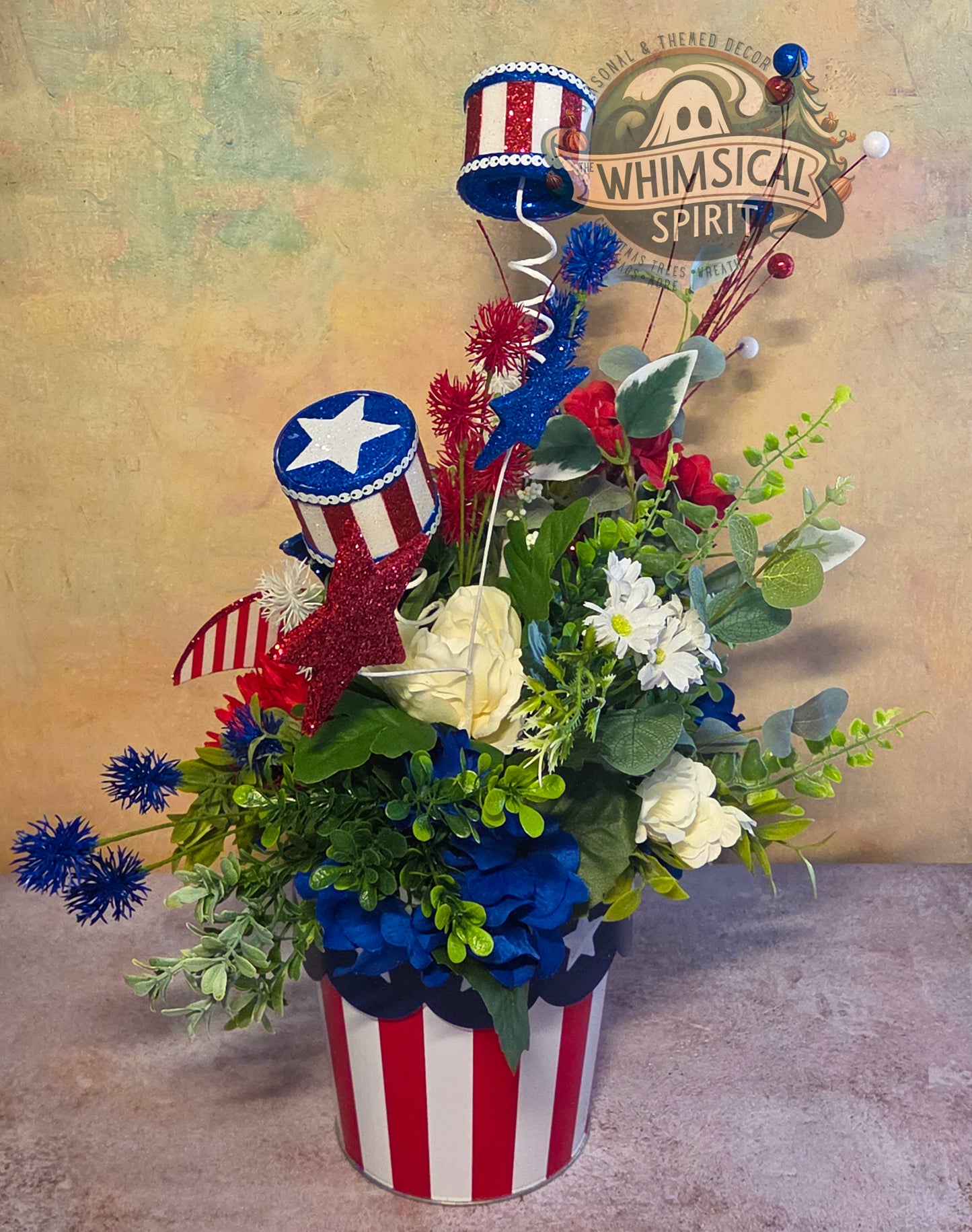 Red, White & Whirl Garden - 4th of July America 250 Patriotic Centerpiece