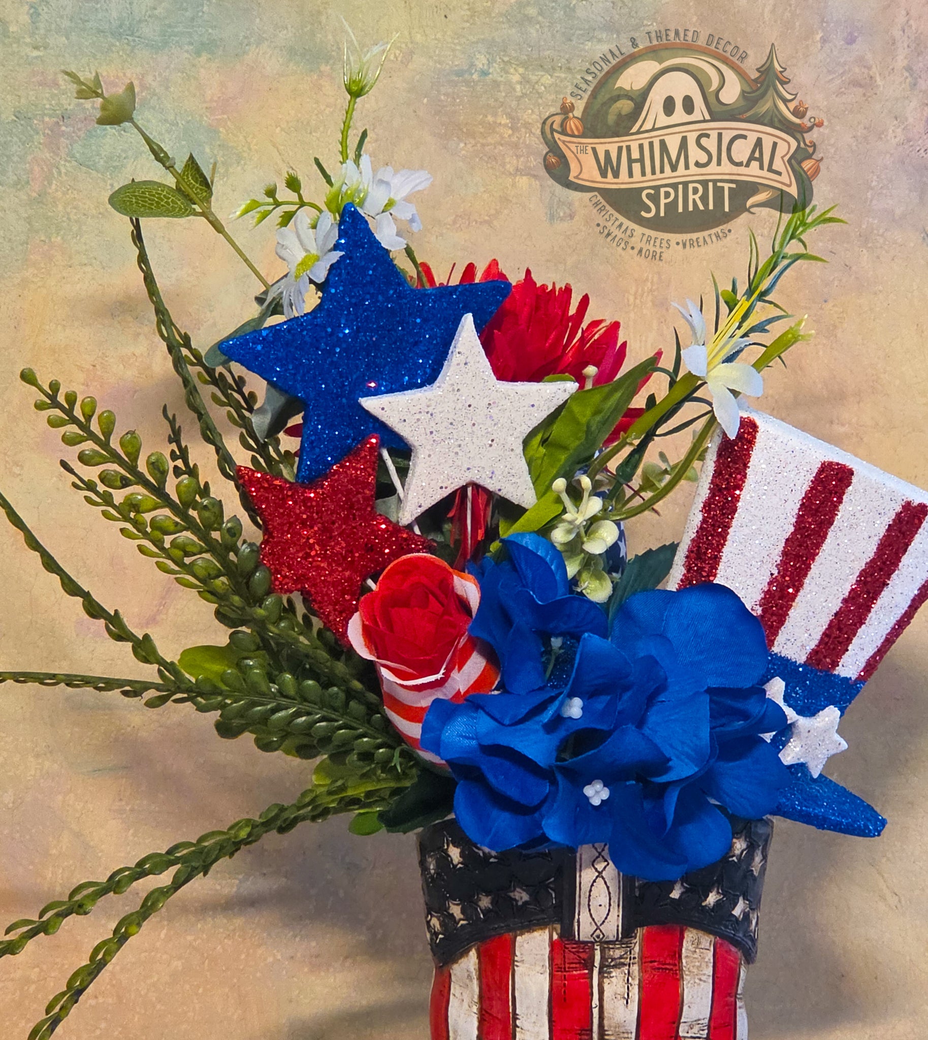 Stars & Spurs Garden - 4th of July America 250 Patriotic Cowboy Boot Centerpiece