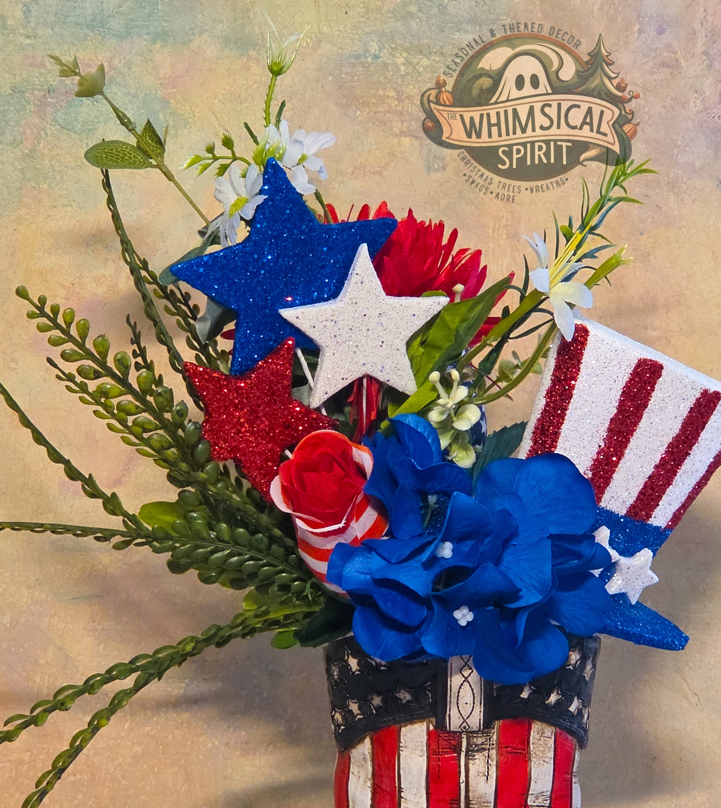 Stars & Spurs Garden - 4th of July America 250 Patriotic Cowboy Boot Centerpiece