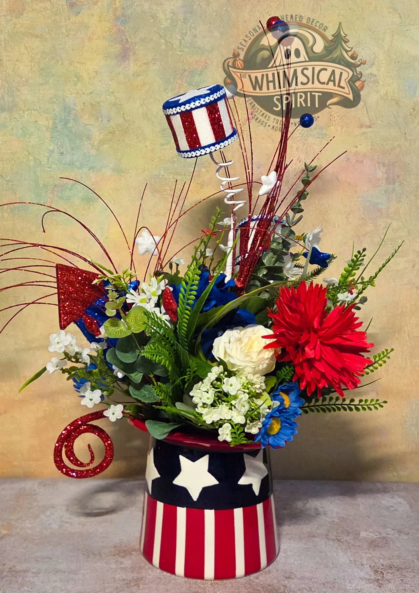 Stars & Stripes Spectacle - 4th of July Patriotic Top Hat Tabletop Centerpiece The Whimsical Spirit