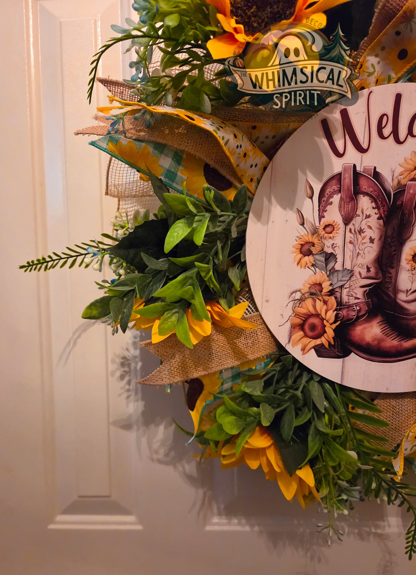 Sunlit Homestead Hello - Sunflower Cowboy Booth Everyday Welcome Wreath