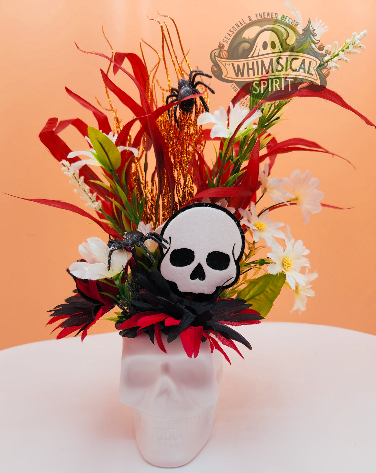 The Blooming Dead - Halloween Skull Tabletop Centerpiece The Whimsical Spirit