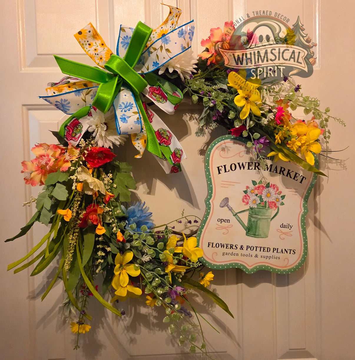 The Garden Market Welcome - Springtime Flower Front Door Wreath The Whimsical Spirit
