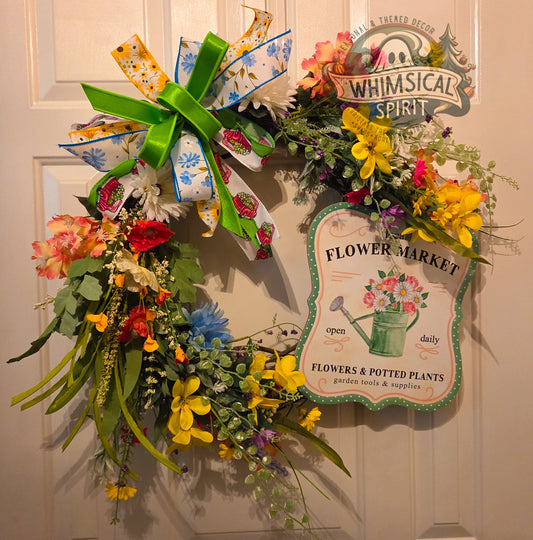 The Garden Market Welcome - Springtime Flower Front Door Wreath