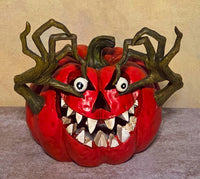 The Grinning Gourd Duo | Light-Up Halloween Pumpkin Figurines