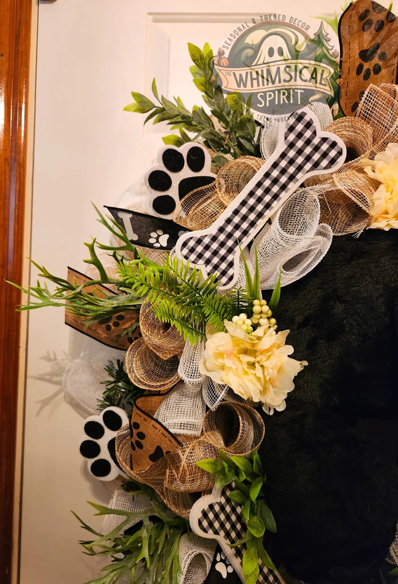 The Mischief Maker’s Doorway - Dog Themed Evergreen Wreath The Whimsical Spirit