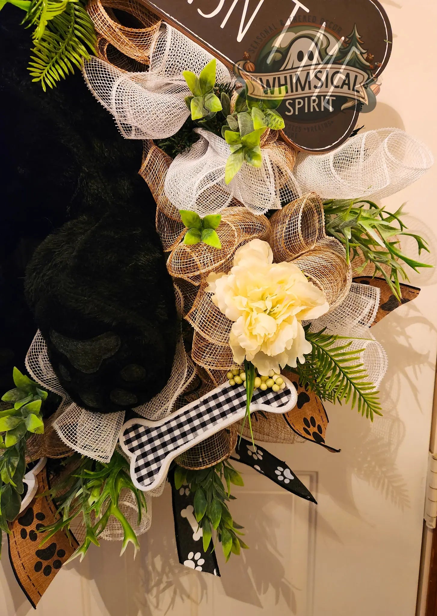 The Mischief Maker’s Doorway - Dog Themed Evergreen Wreath The Whimsical Spirit