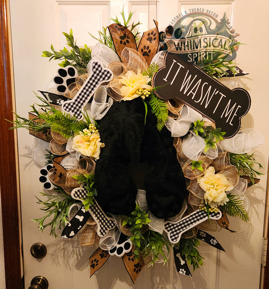 The Mischief Maker’s Doorway - Dog Themed Evergreen Wreath