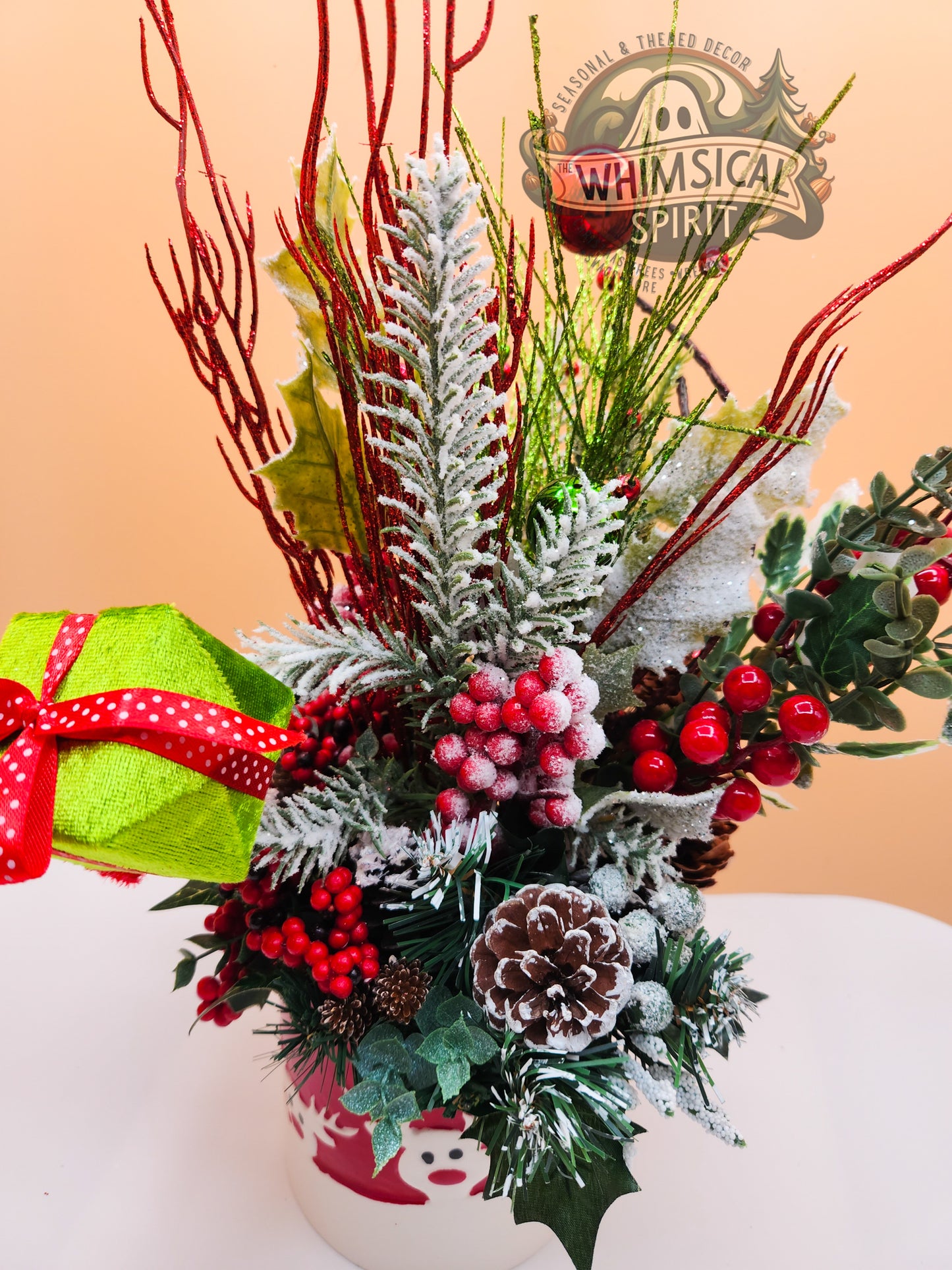 Reindeer Greetings - Christmas Reindeer Evergreen Tabletop Centerpiece