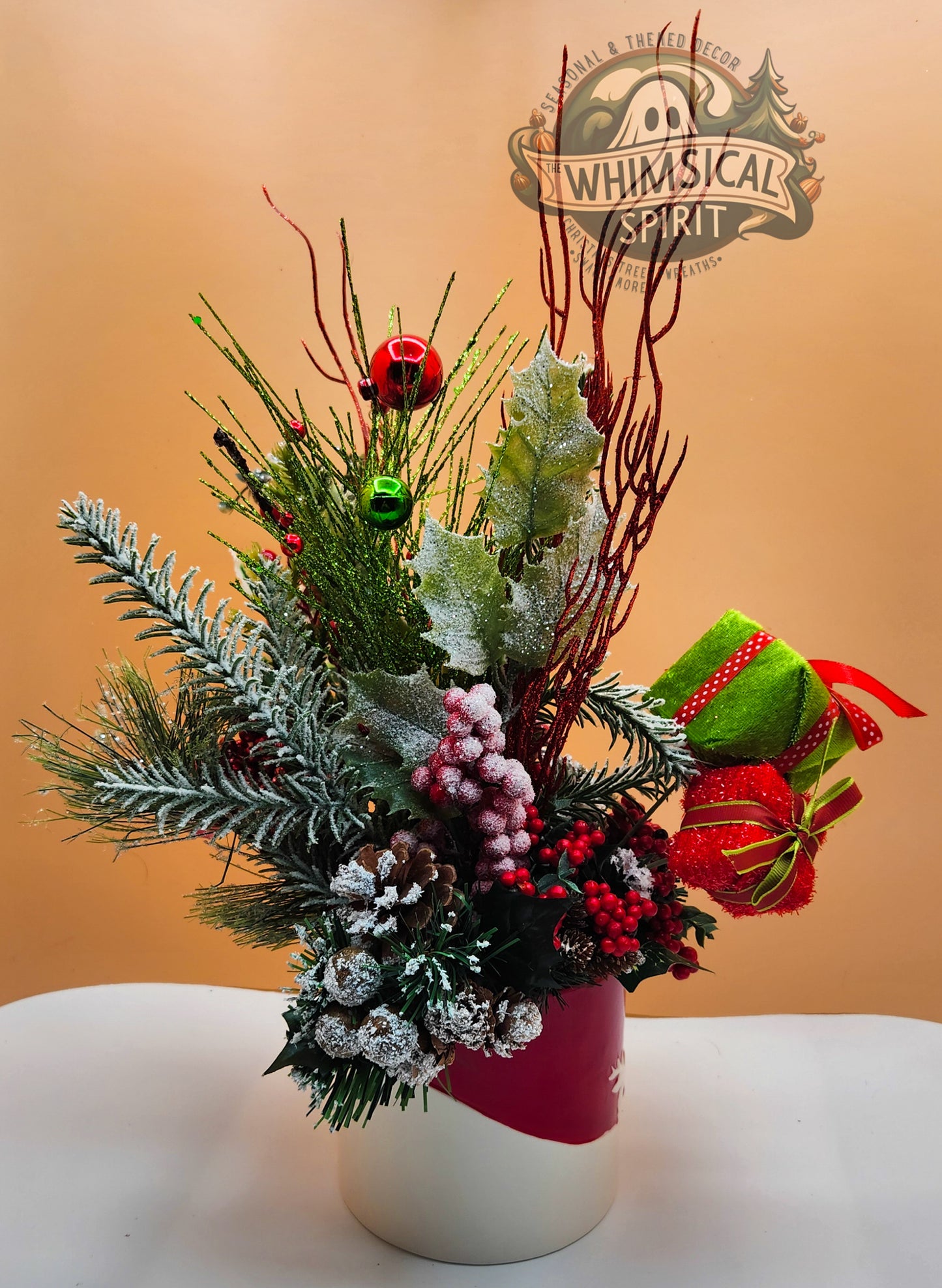 Reindeer Greetings - Christmas Reindeer Evergreen Tabletop Centerpiece