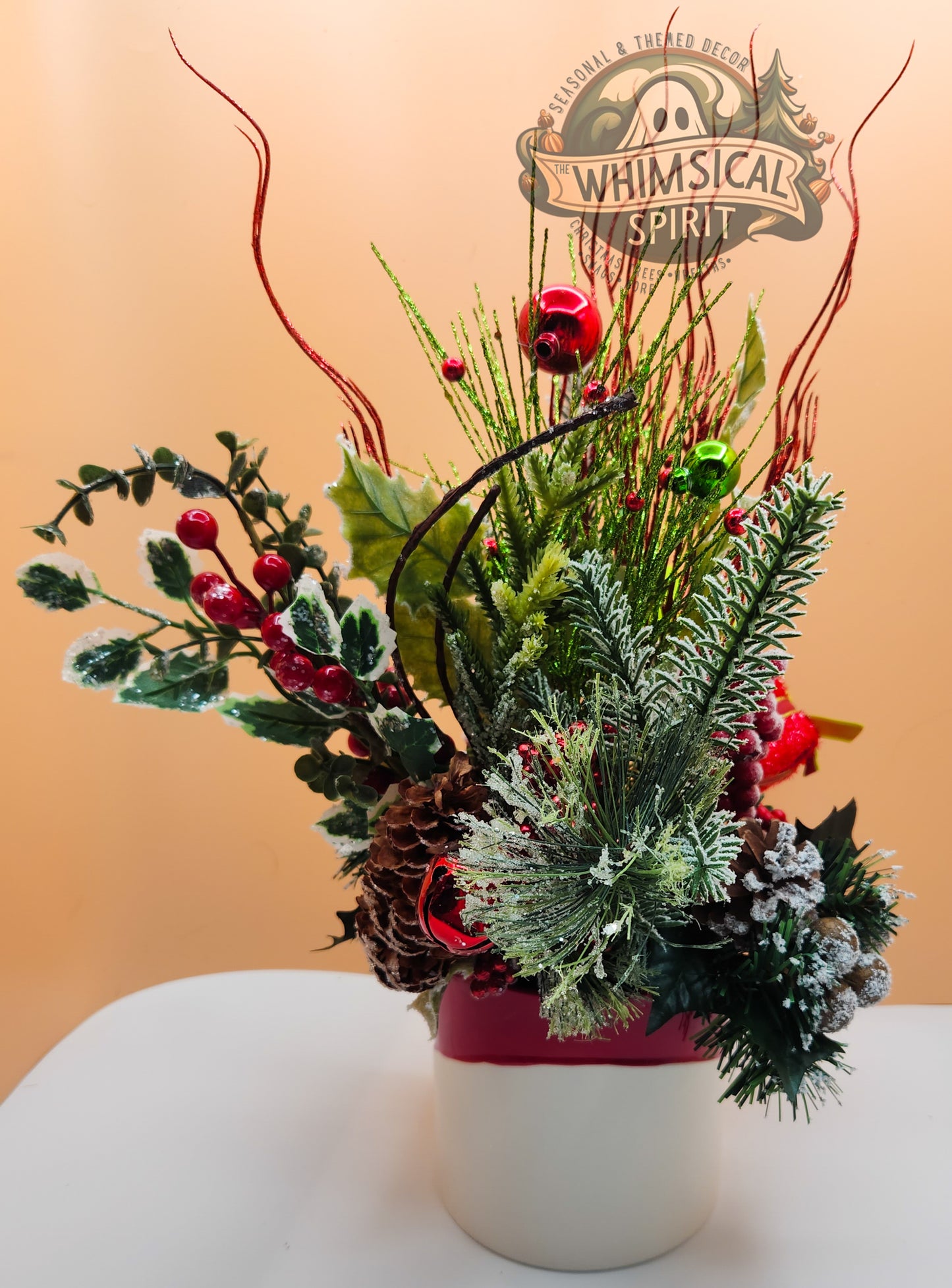 Reindeer Greetings - Christmas Reindeer Evergreen Tabletop Centerpiece