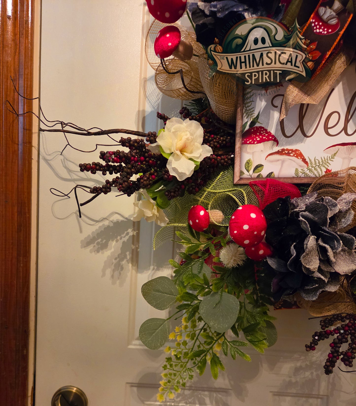 Toadstool Hollow Welcome - Mushroom Woodland Themed Front Door Wreath