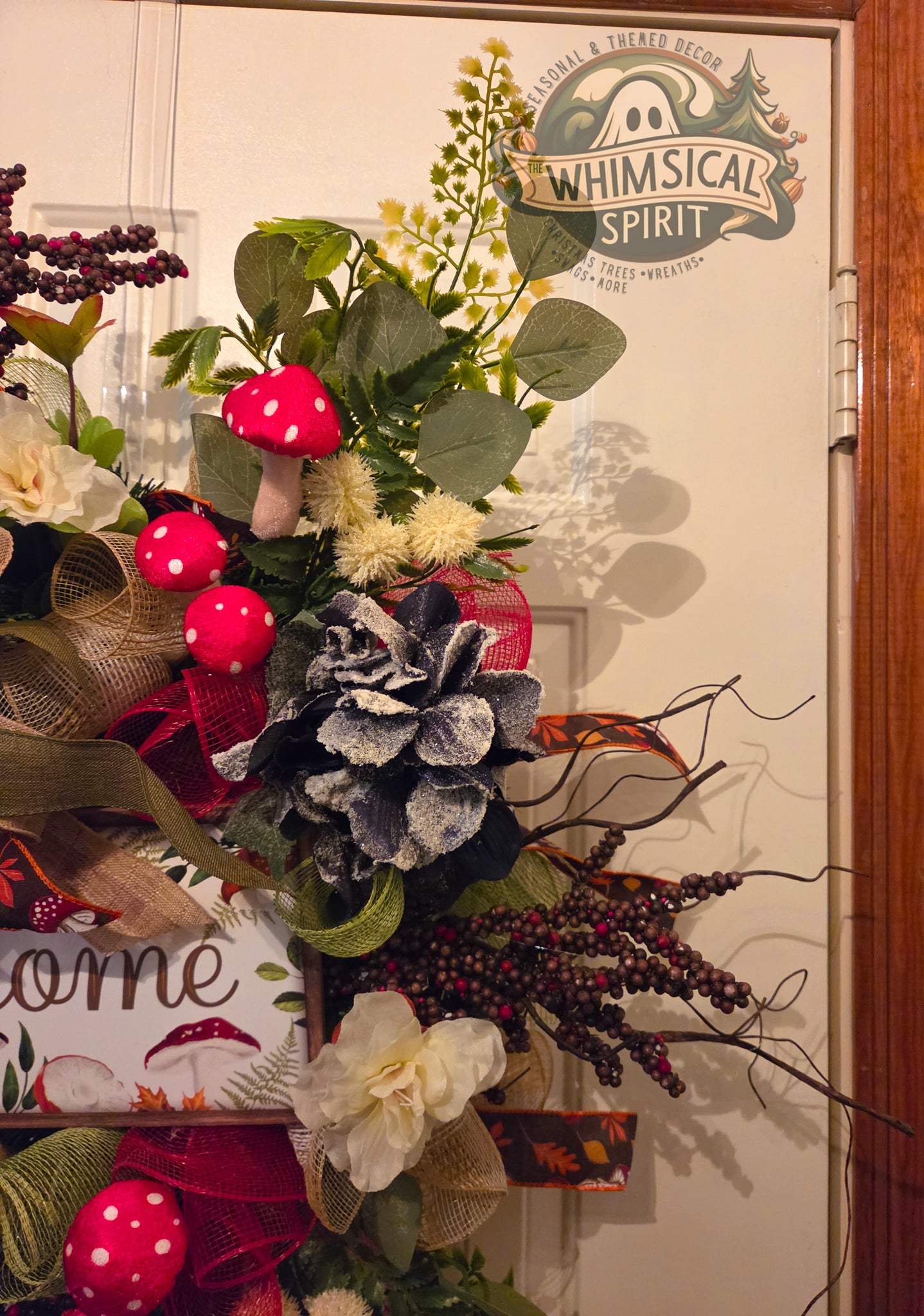 Toadstool Hollow Welcome - Mushroom Woodland Themed Front Door Wreath