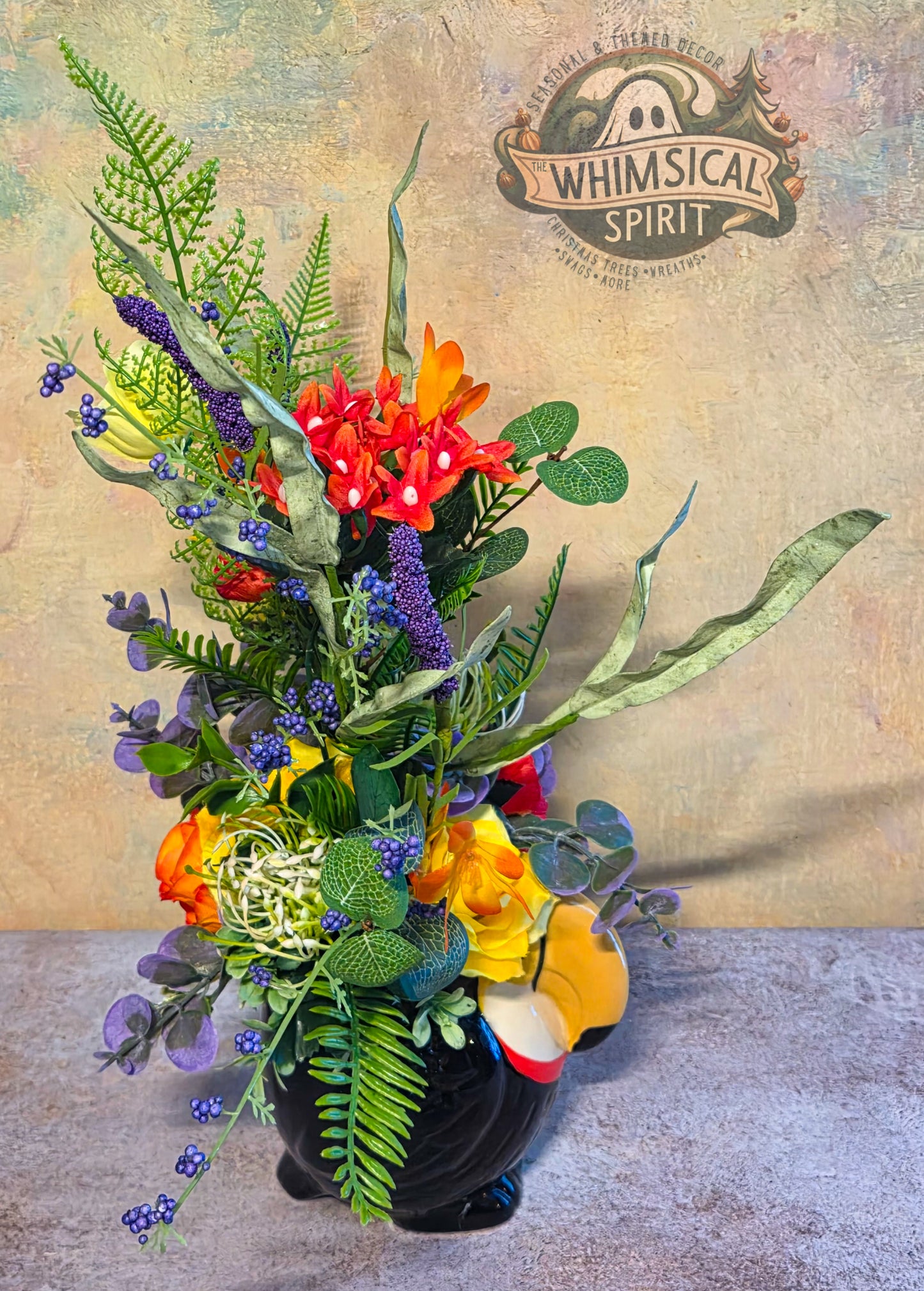 Tropical Canopy Garden - Summer Tropical-Themed Toucan Floral Centerpiece