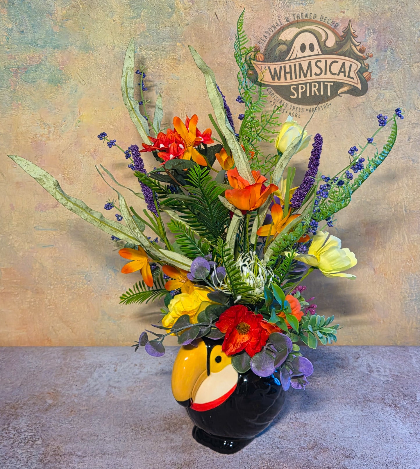 Tropical Canopy Garden - Summer Tropical-Themed Toucan Floral Centerpiece