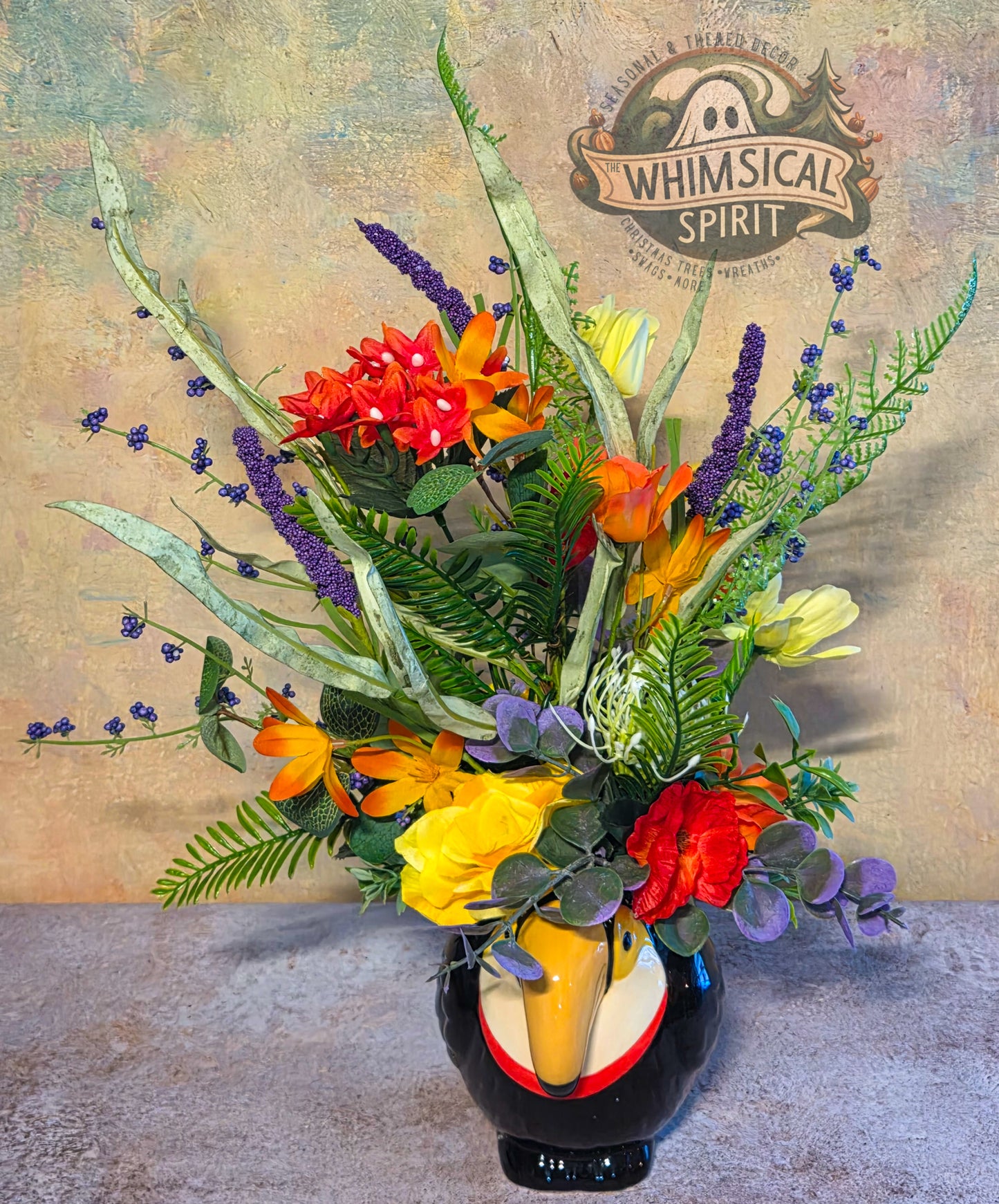Tropical Canopy Garden - Summer Tropical-Themed Toucan Floral Centerpiece
