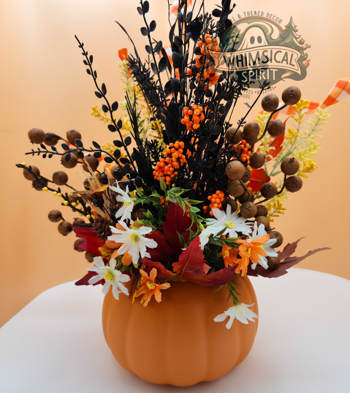 Twilight Harvest - Halloween Pumpkin Tabletop Centerpiece The Whimsical Spirit