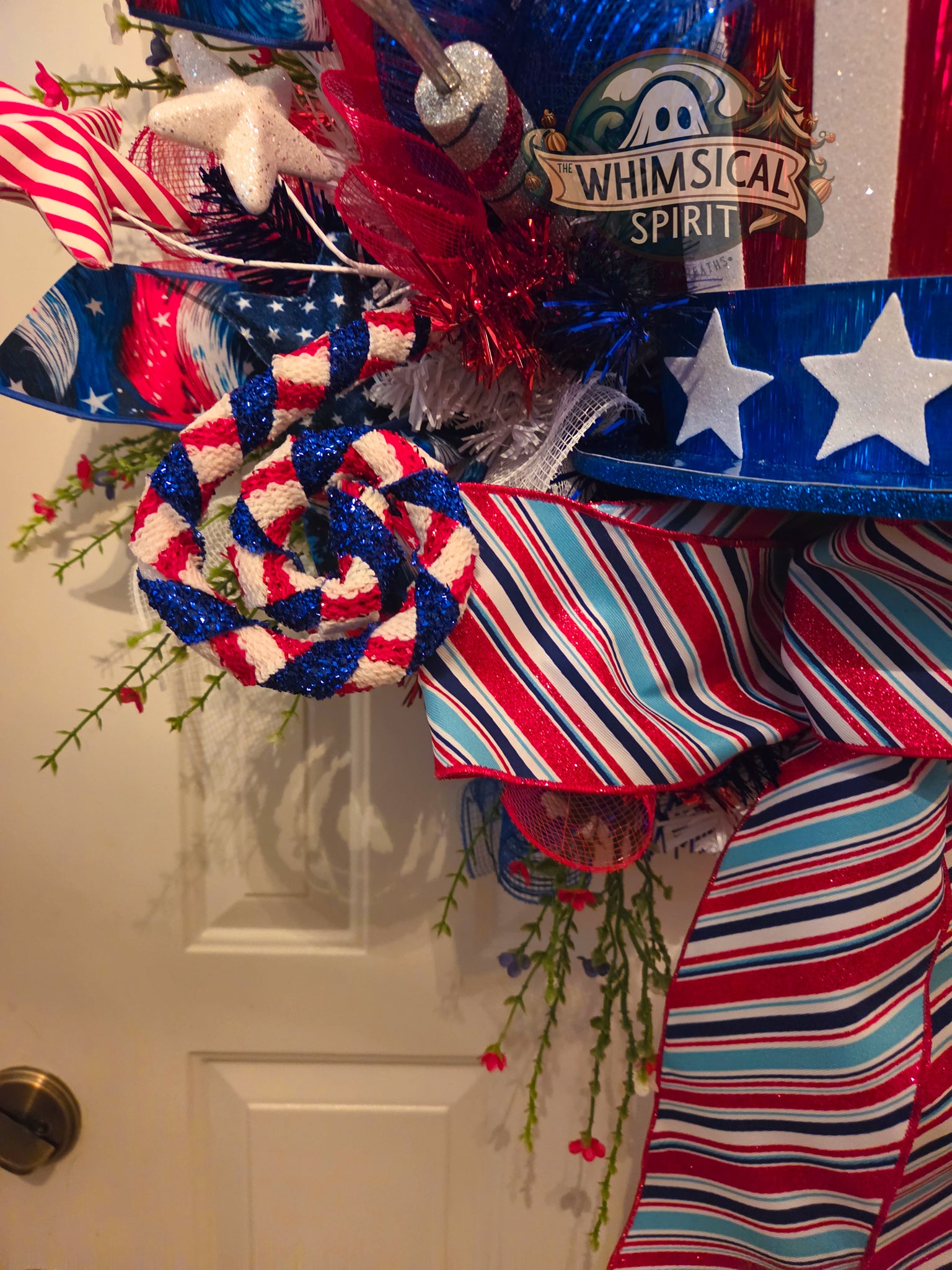 Uncle Sam’s Star-Spangled Welcome - America 250 4th of July Patriotic Front Door Wreath