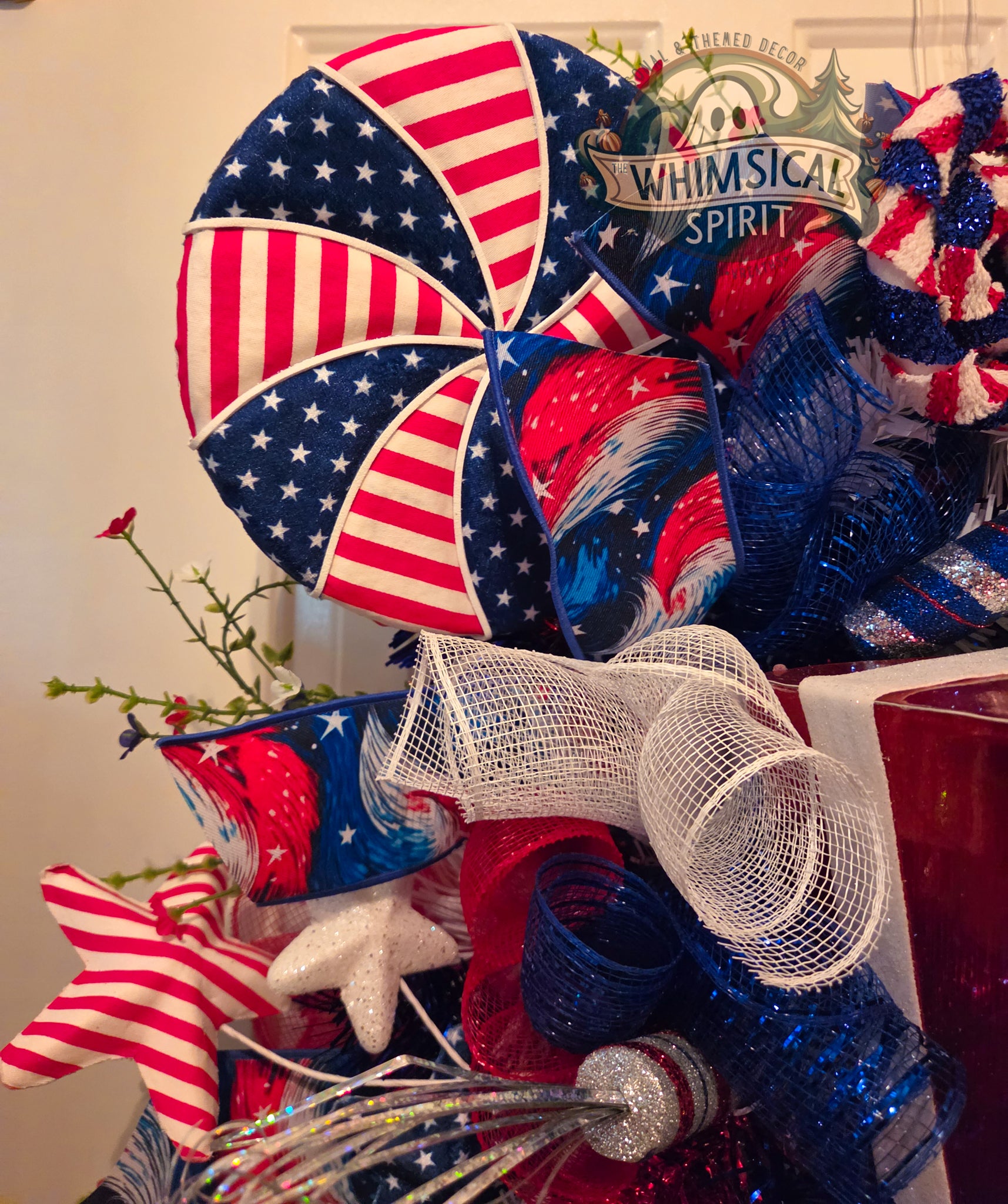 Uncle Sam’s Star-Spangled Welcome - America 250 4th of July Patriotic Front Door Wreath