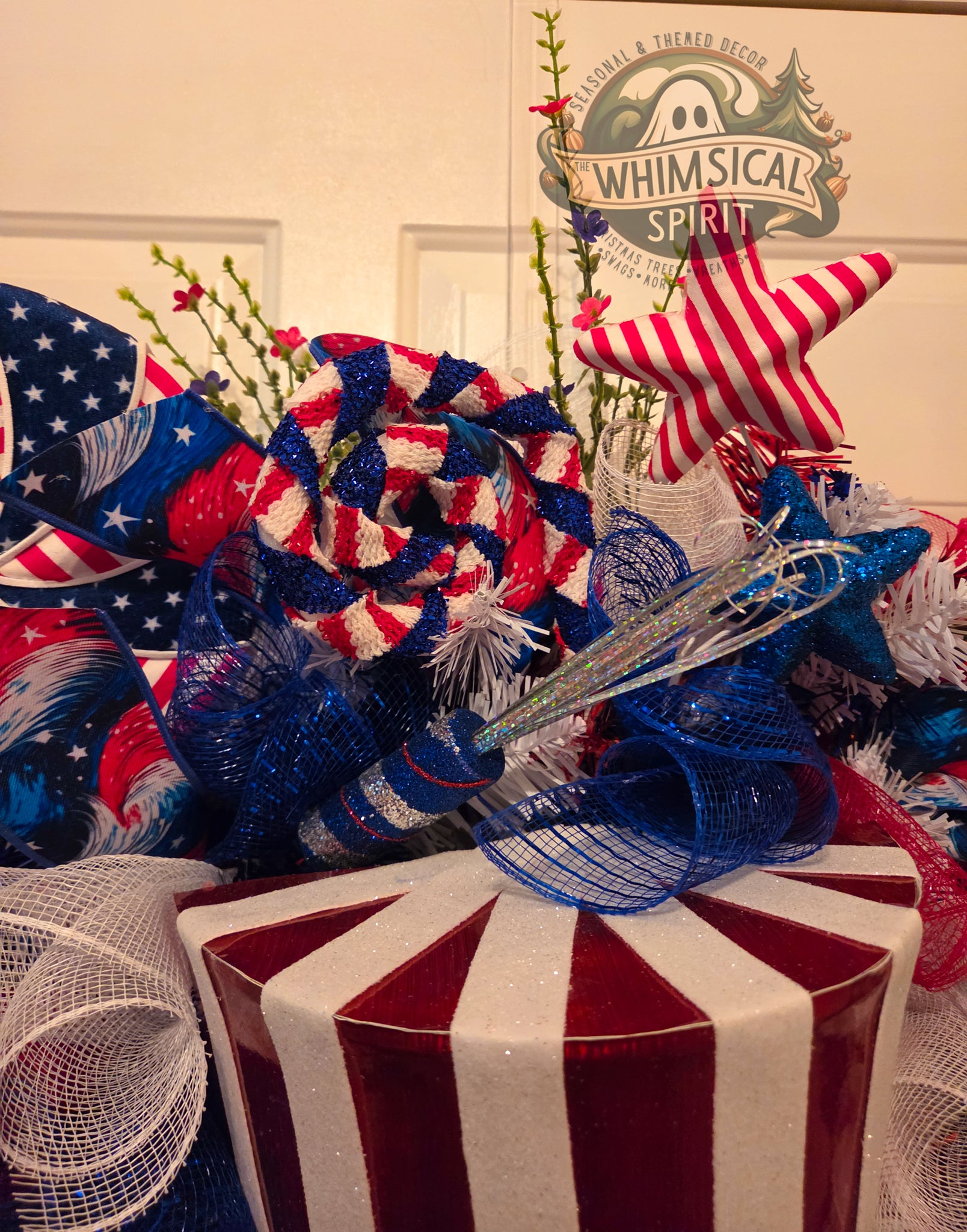 Uncle Sam’s Star-Spangled Welcome - America 250 4th of July Patriotic Front Door Wreath