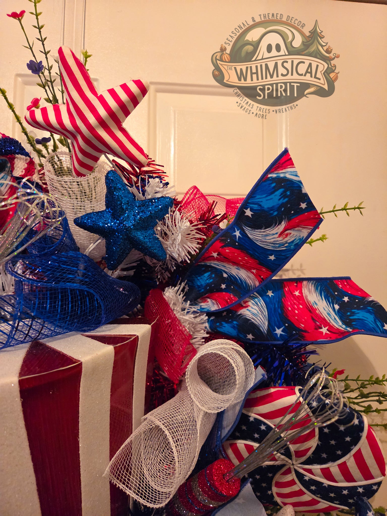 Uncle Sam’s Star-Spangled Welcome - America 250 4th of July Patriotic Front Door Wreath