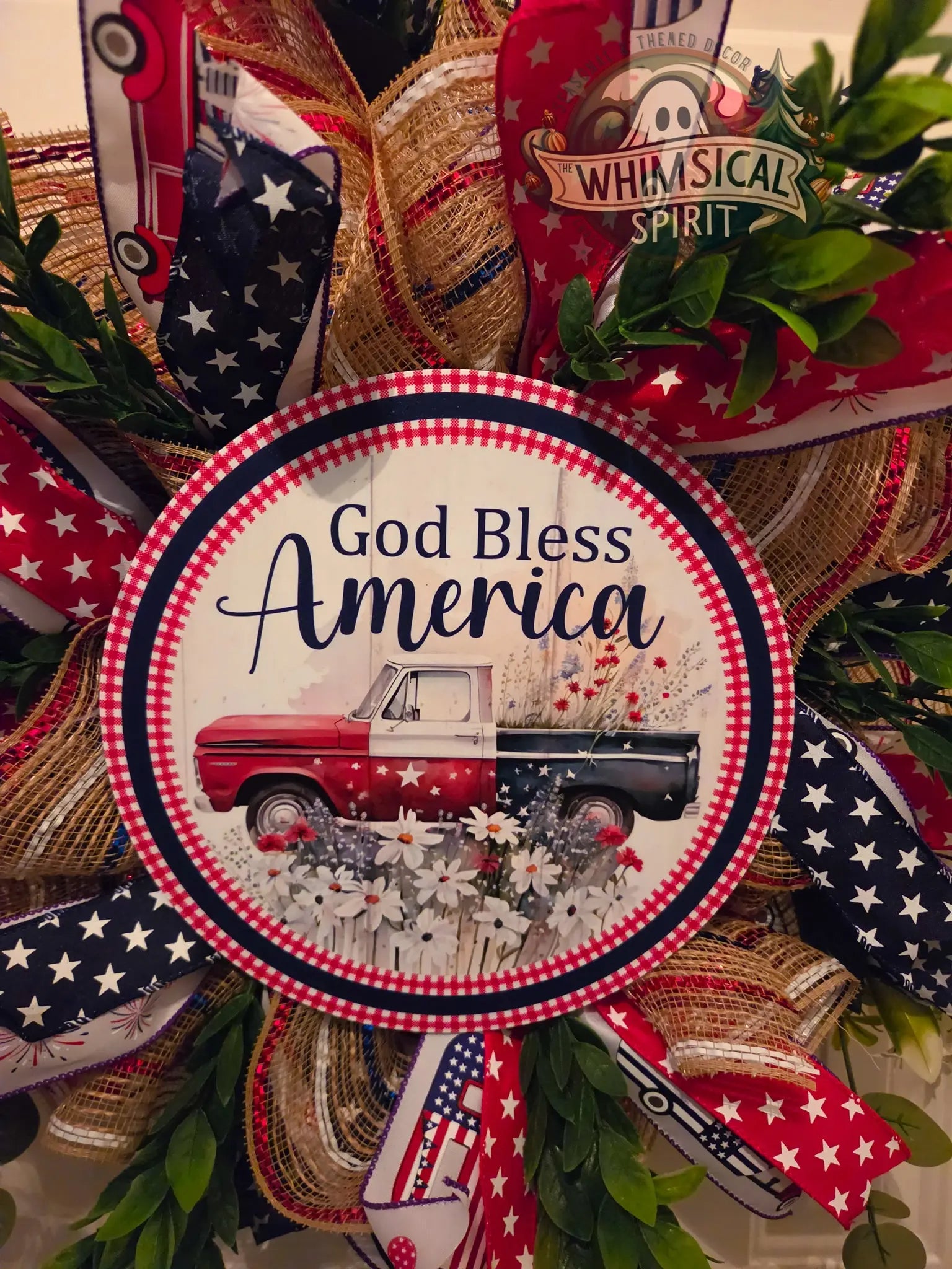 Vintage Glory Welcome - America 250 4th of July Patriotic Mesh Wreath The Whimsical Spirit