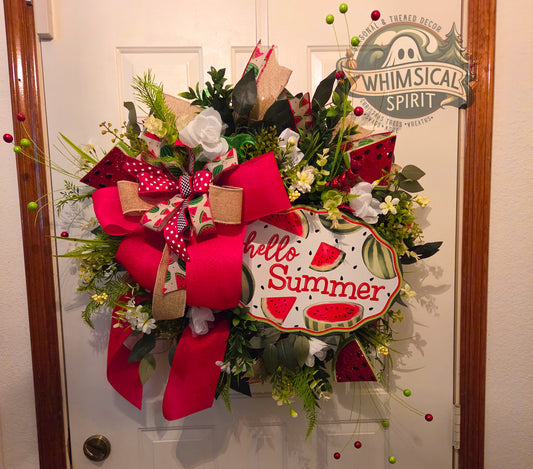 Watermelon Welcome Burst - Summertime Watermelon Hello Wreath