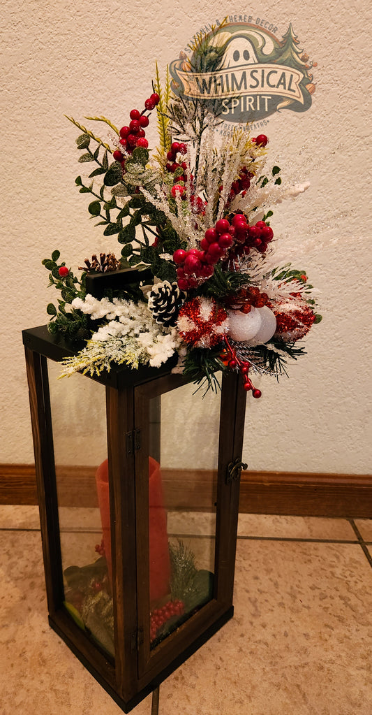 Winter Ember Lantern - Christmas Outdoorsy Tabletop Centerpiece