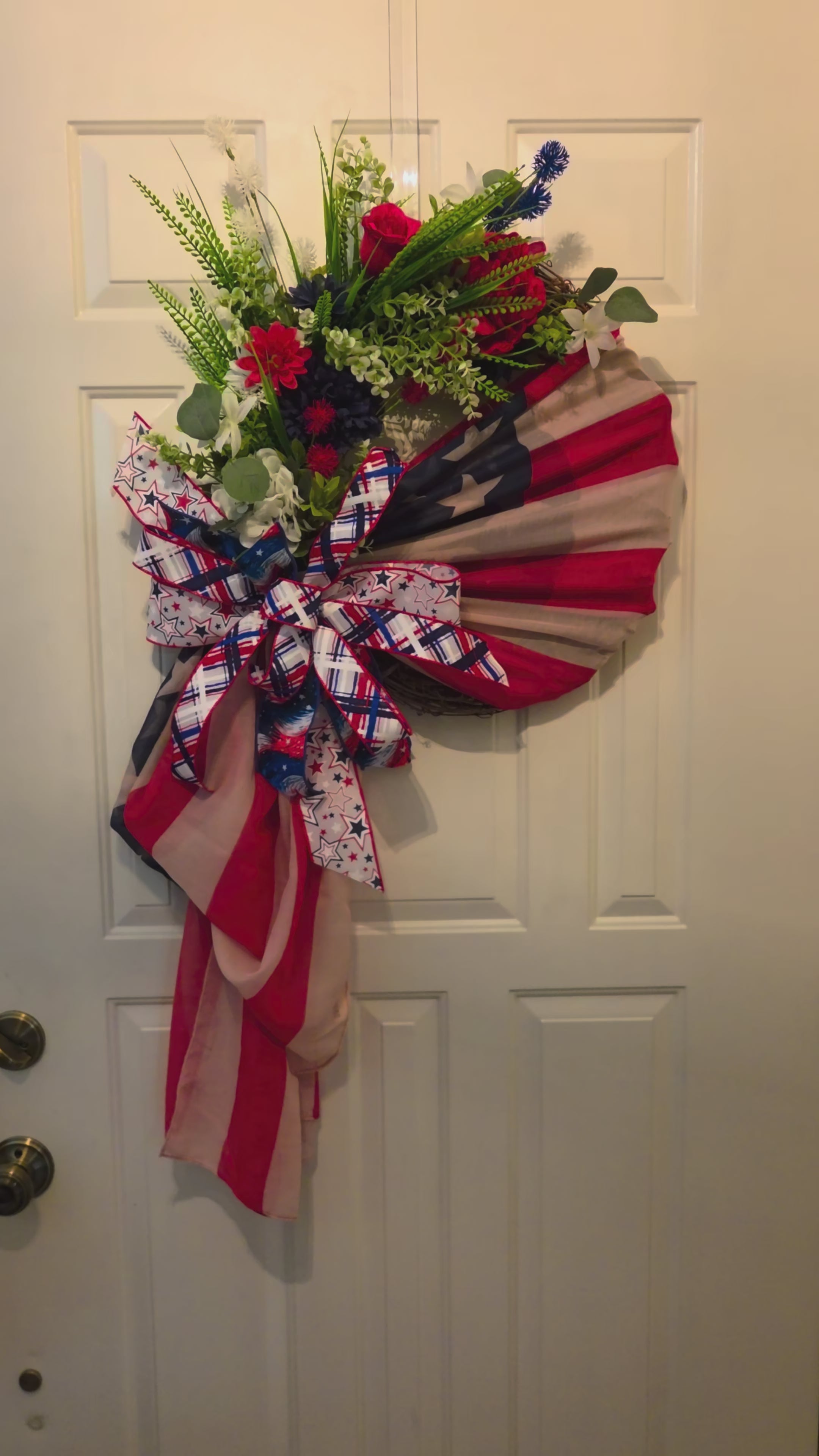 Old Glory Garden Salute - 4th of July American Flag Floral Grapevine Wreath