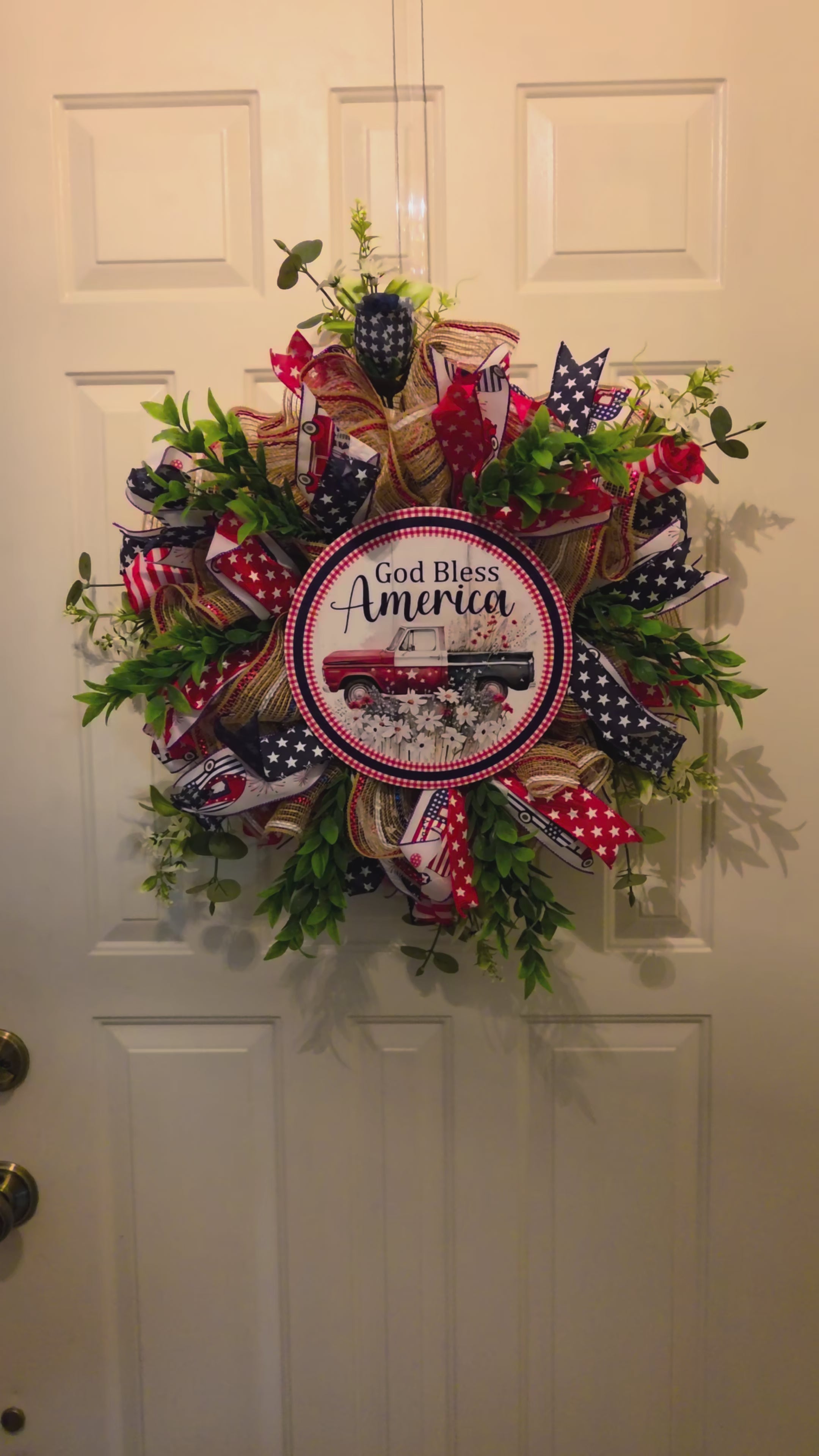 Vintage Glory Welcome - America 250 4th of July Patriotic Mesh Wreath