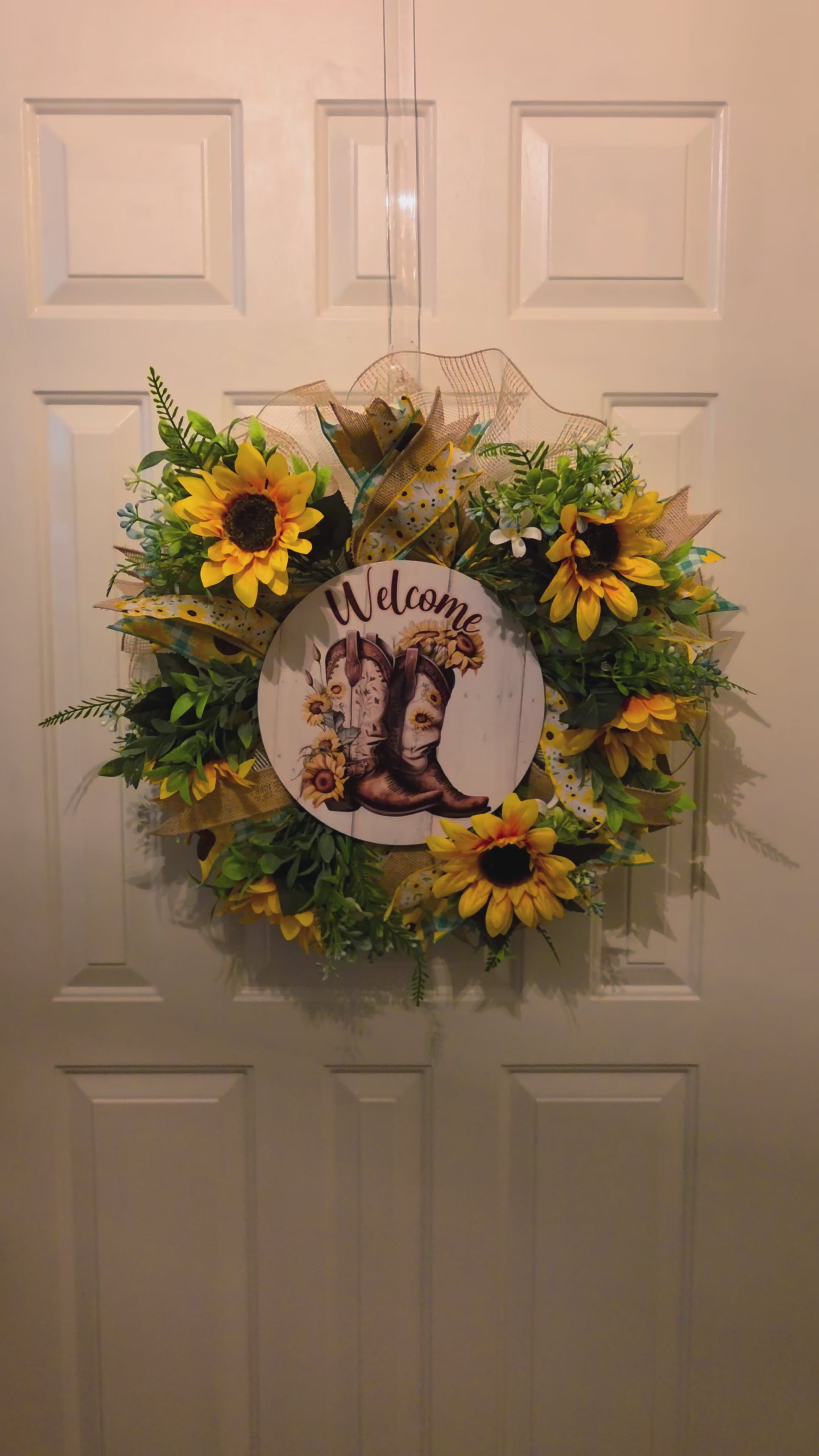 Sunlit Homestead Hello - Sunflower Cowboy Booth Everyday Welcome Wreath