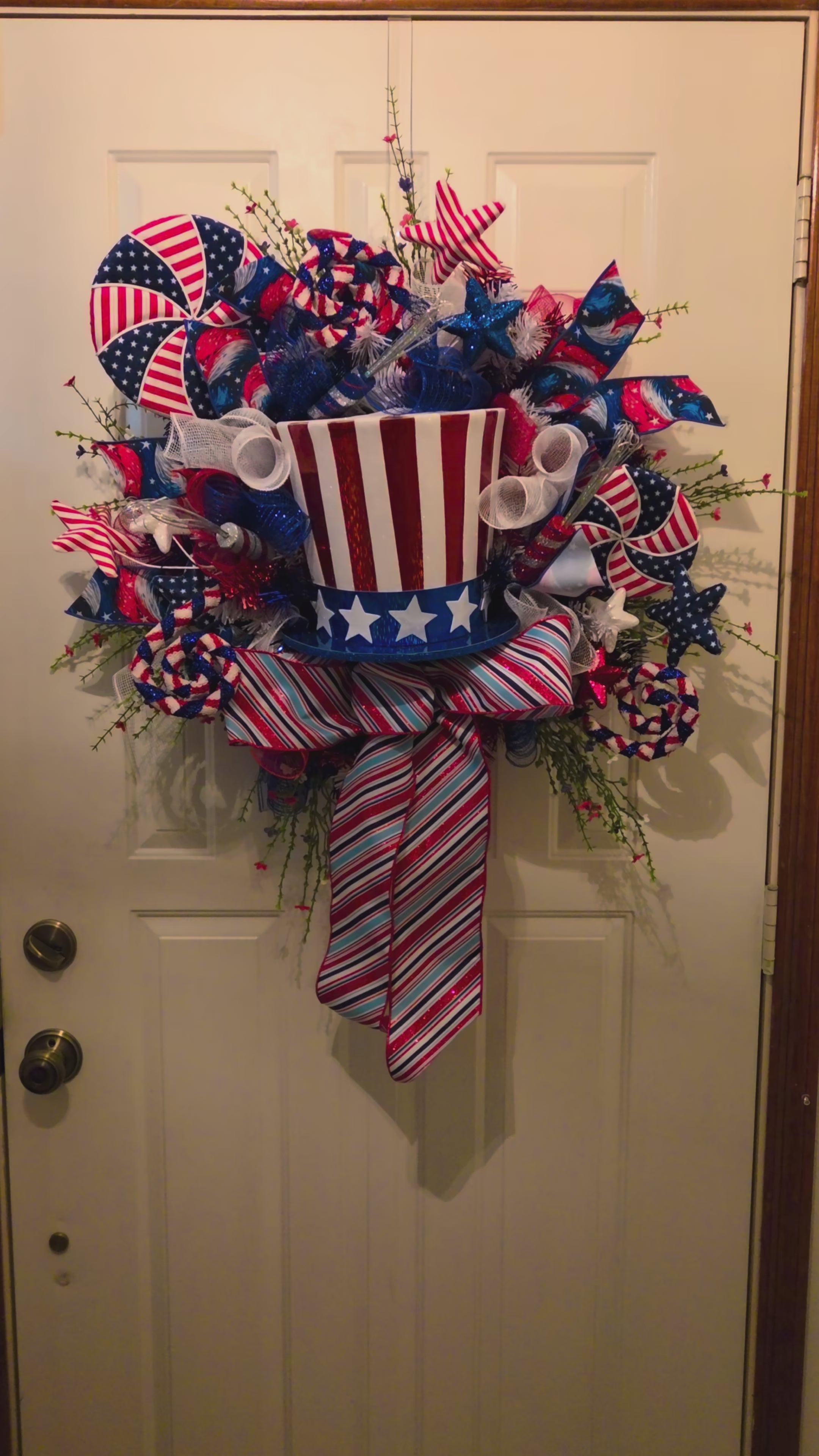 Uncle Sam’s Star-Spangled Welcome - America 250 4th of July Patriotic Front Door Wreath