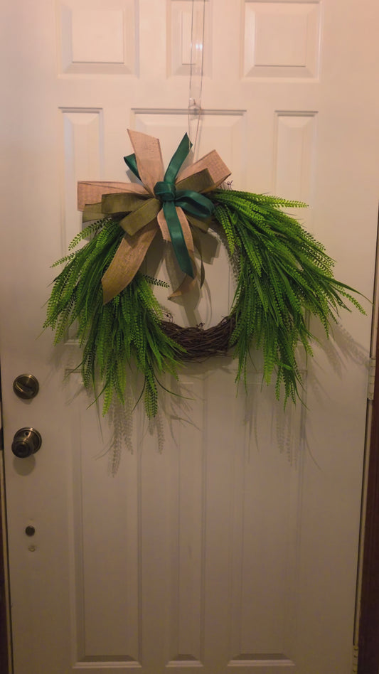 Emerald Grove Entry - Button Fern Greenery Everyday Wreath