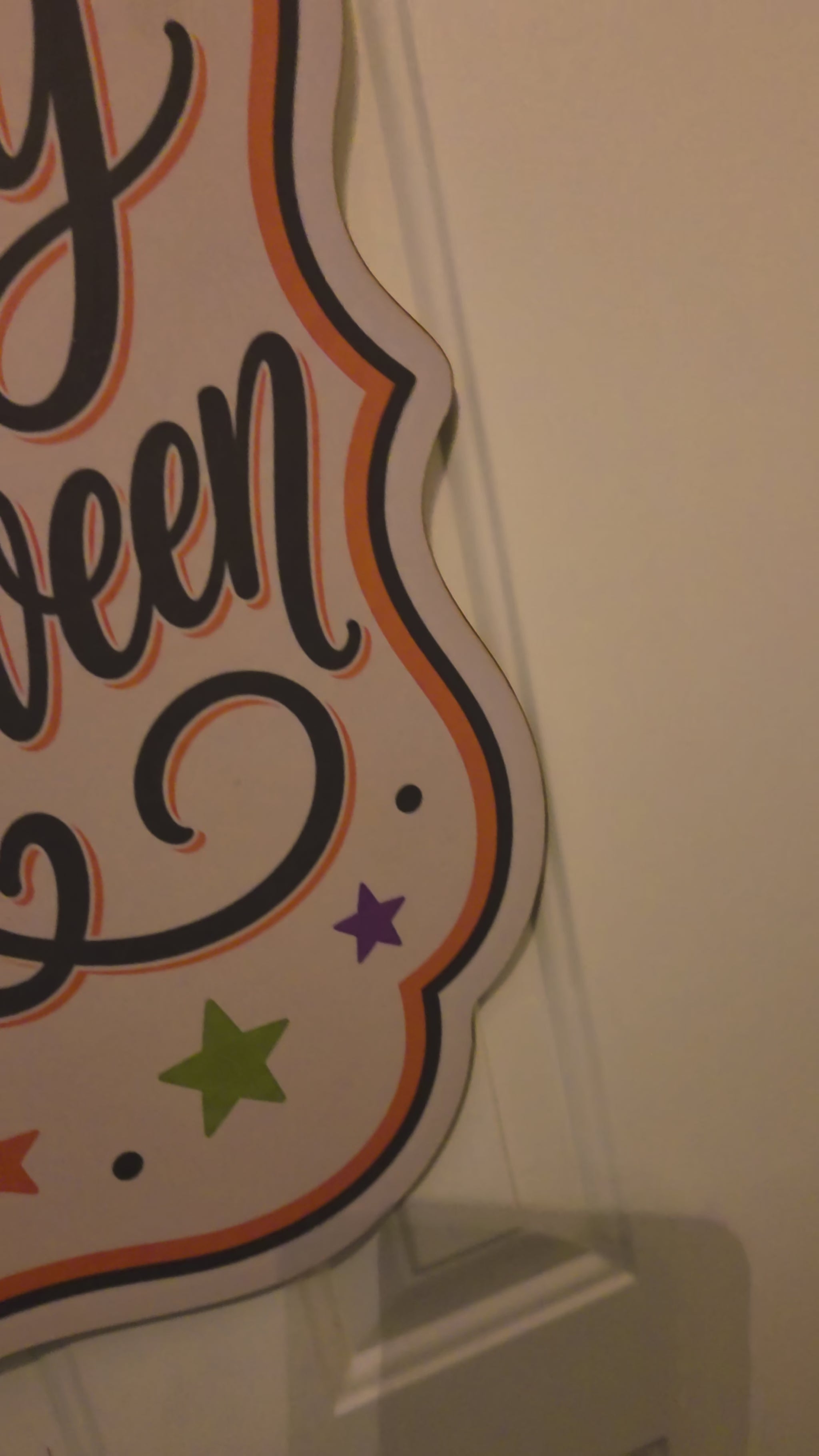Video showing the full Tricks, Treats & Belly Rubs Halloween birch wood door hanger and its oversized seasonal ribbon bow
