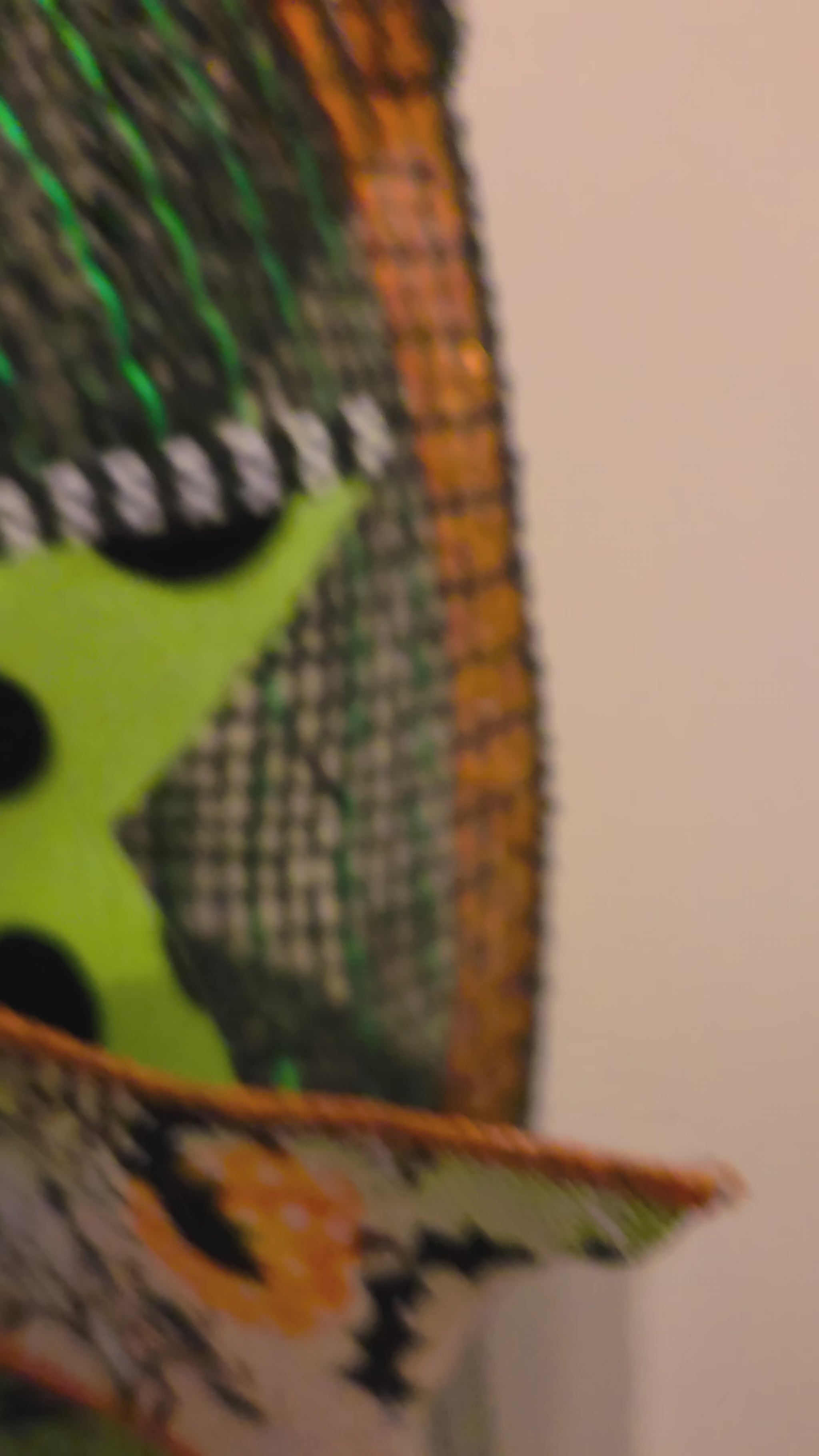 Video tour of the Nine Lives After Midnight wreath showing the black cat face, layered mesh, and ribbon details from multiple angles.