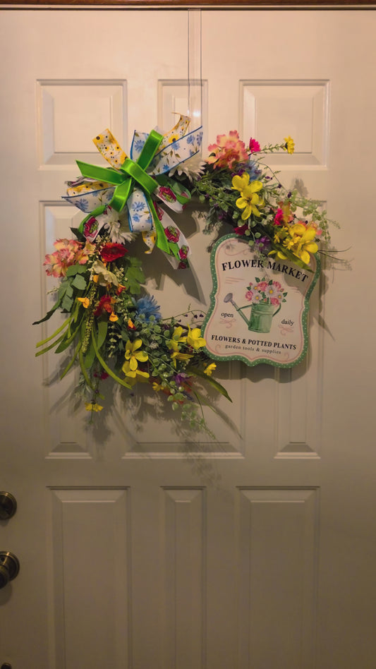 The Garden Market Welcome - Springtime Flower Front Door Wreath